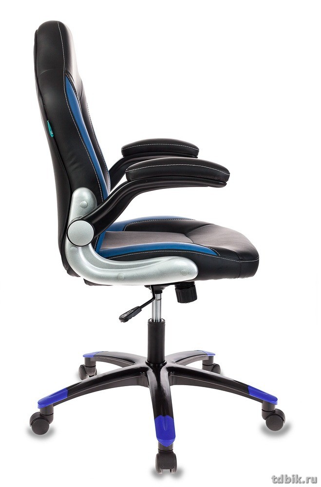 Кресло игровое Бюрократ VIKING-1/BL+BLUE (искусственная кожа, цв.  черный/синий)