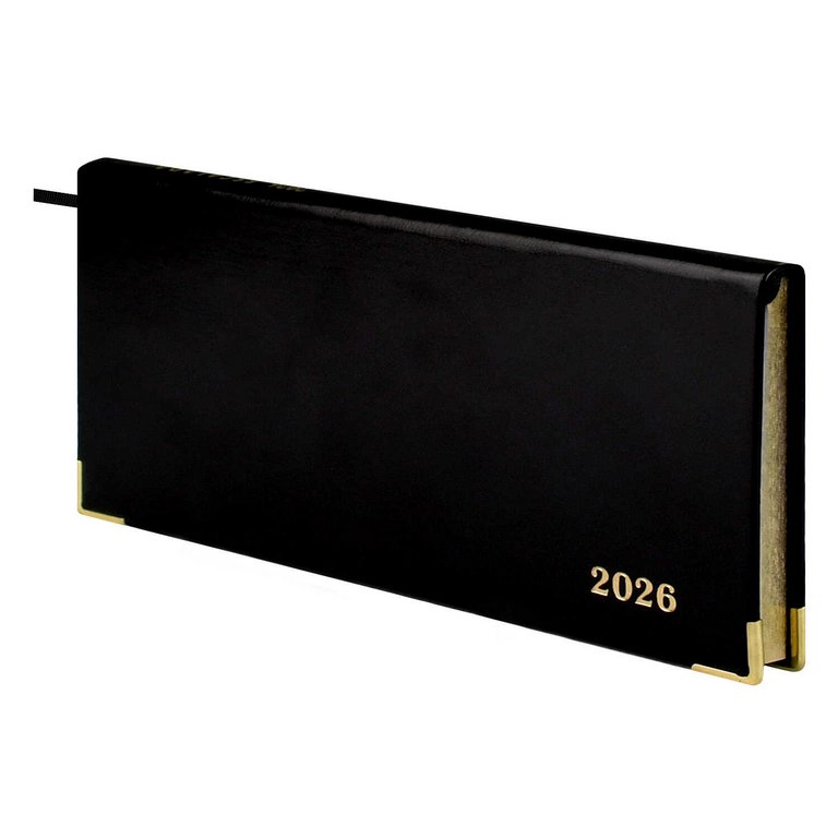 Еженедельник дат. 2026 г  170*88 мм Escalada "Сафир" иск. кожа, интегр. переплет, мет.уголки, черный