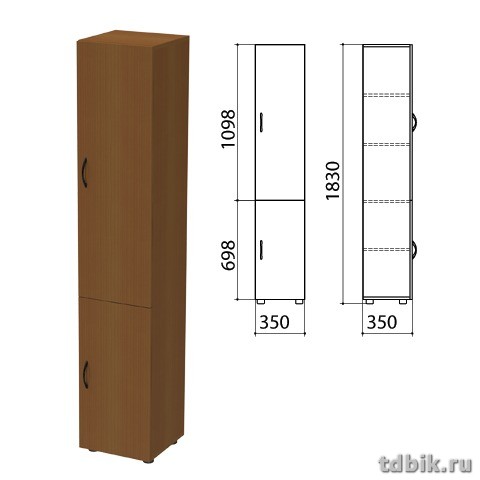 Шкаф для бумаг "Канц" закрытый, 2 двери (350*330*1830 мм), цвет орех