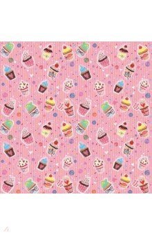Бумага упаковочная 70*100см  в рулоне "Пирожные"