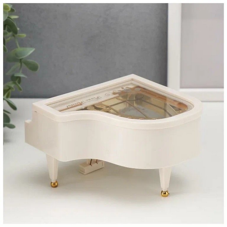 Шкатулка музыкальная "Белый рояль с балериной" 12х13,5х8,5 см