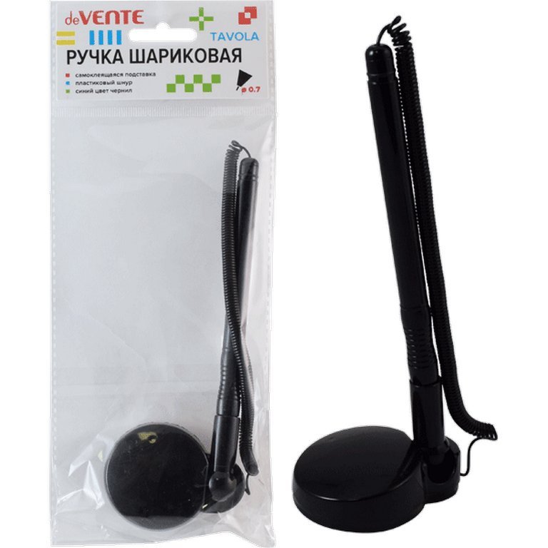 Ручка шариковая настольная черный корпус deVENTE 0,7мм синяя (стерж. 128мм, линия 0,3мм)
