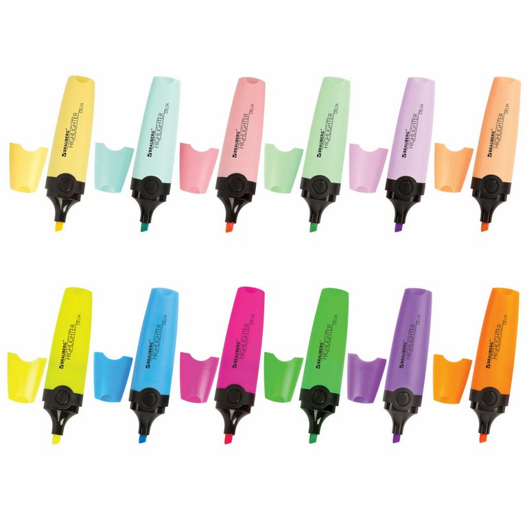 Набор текст-маркеров 12 шт BRAUBERG 1-5 мм ассорти