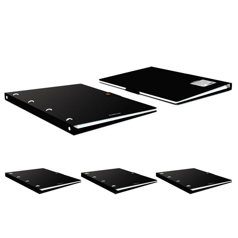 Тетрадь А4 80 лист кл. на кольцах, пластиковая обложка на кнопке "Accent" черный