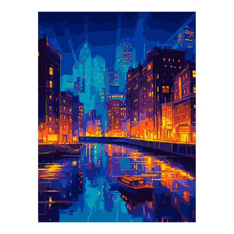 Роспись по номерам (холст) 30*40см "Вечерний канал" (основа+акрил.краски+кисть) LORI