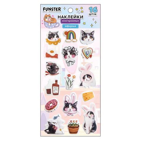 Наклейки  9,5*18 см FUNSTER "Котики" зефирные