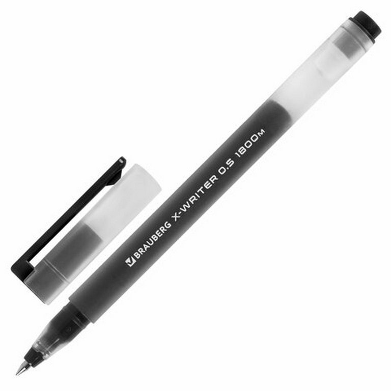 Ручка гелевая Brauberg "X-WRITER 1800" 0,5мм черная (линия 0,4мм, одноразовая)