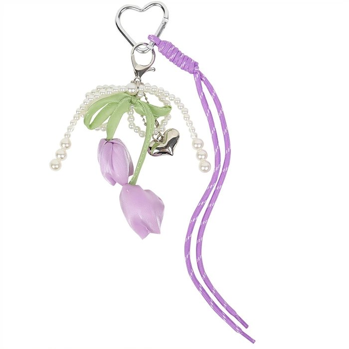 Брелок "Тюльпаны" ассорти (текстиль, металл и полимерные материалы) 12*21*1см