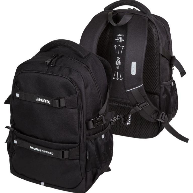 Рюкзак школьный для мальчика deVENTE "Moving Forward. Black" 44x30x20 см, 700 гр., черный