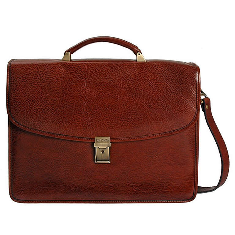 Портфель Dr.Koffer 27*36*8см, нат. кожа, коньяк