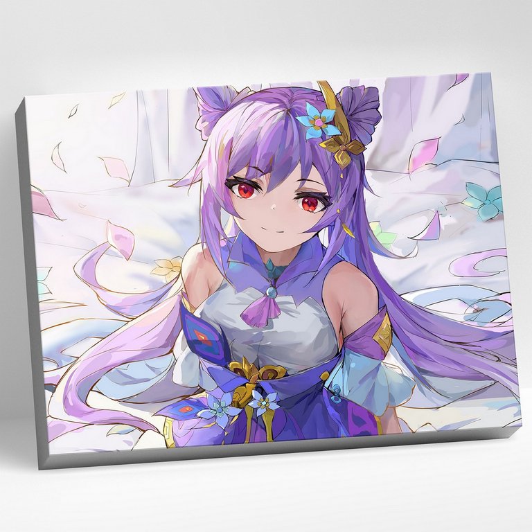 Роспись по номерам (холст) 30*40см Геншин "Кэ Цин" (основа+акрил.крю+кисти) 27 цв.