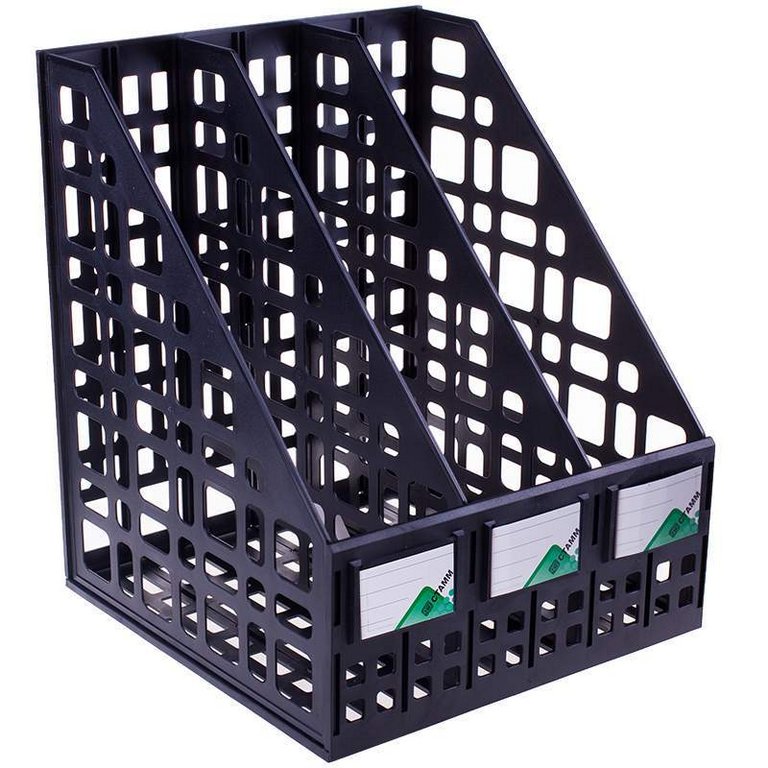 Лоток вертикальный 3-х секцион. разборный, черный Стамм