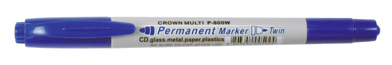 Маркер перманентный   двусторонний 2-4 мм Crown круглый, синий