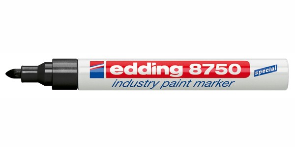 Маркер промышленный 2-4мм Edding 8750 лаковый, метал. корпус, черный