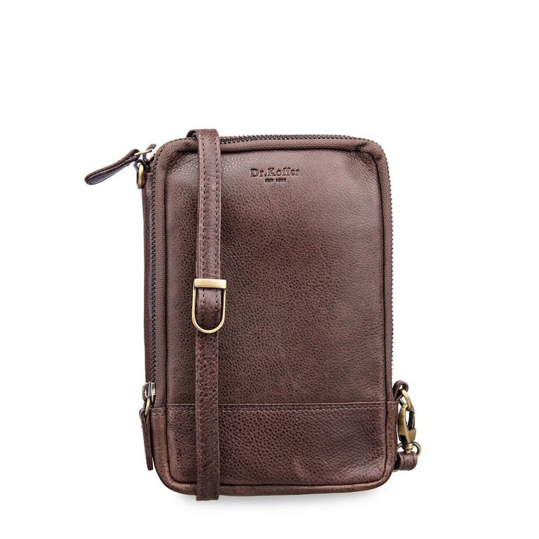 Сумка женская Dr.Koffer 13*20*3 см, нат. кожа, коричневая через плечо