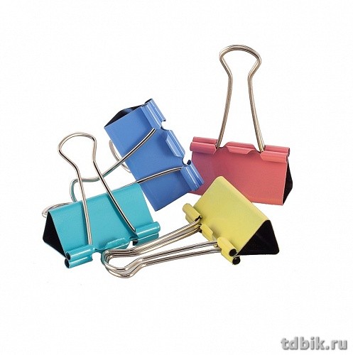 Зажим для бумаг 15 мм цветной