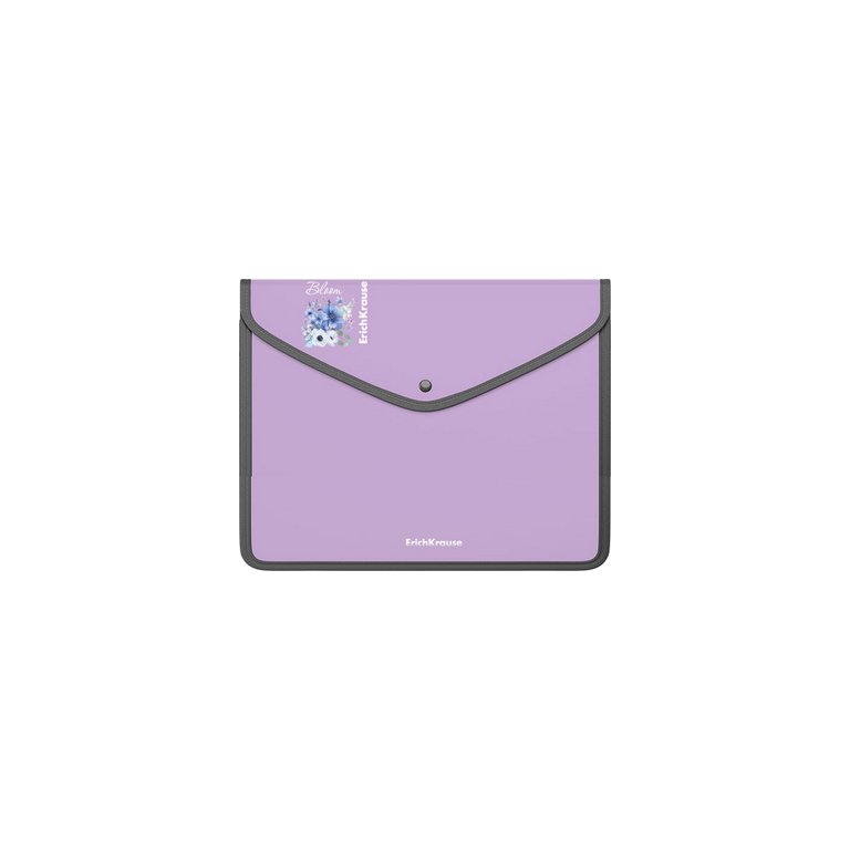 Папка-конверт на кнопке A5+ пластик ErichKrause Matt Pastel Bloom, ассорти, с текстильной вставкой