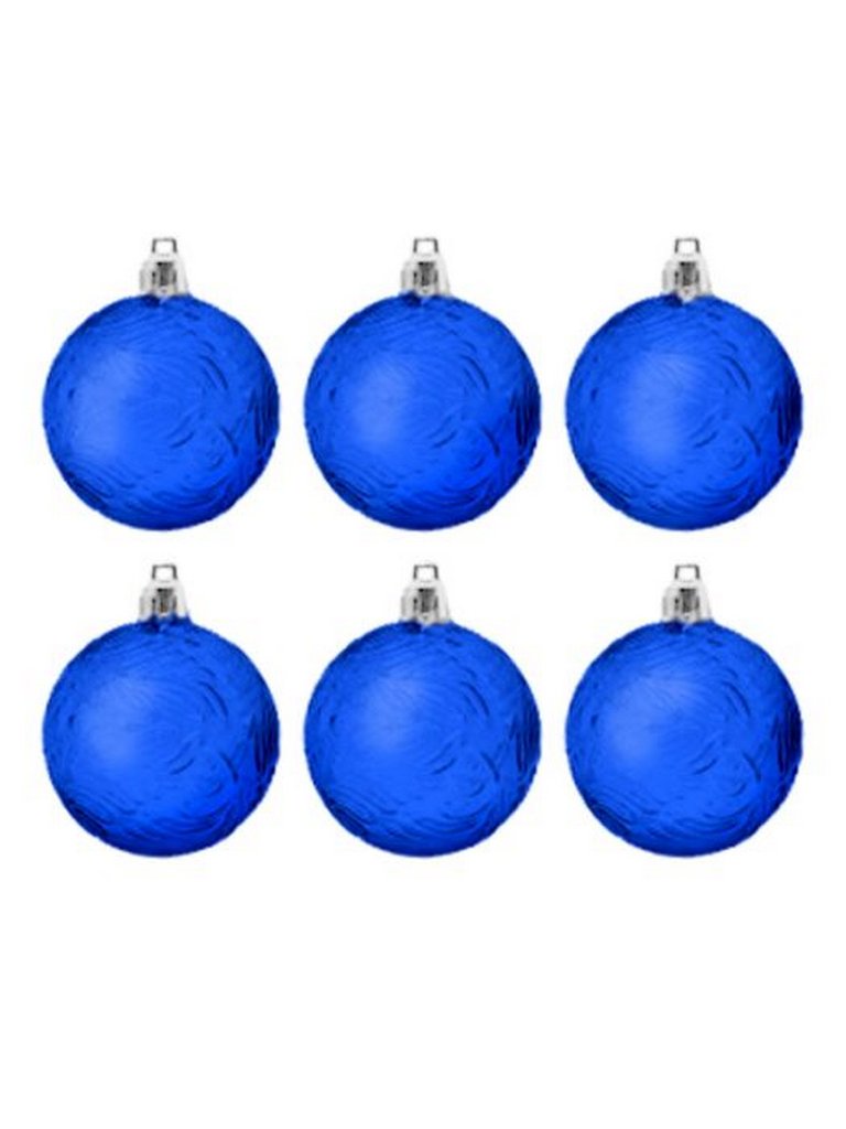 Набор шаров  цвет синий  60 мм 6 шт (рельефные)