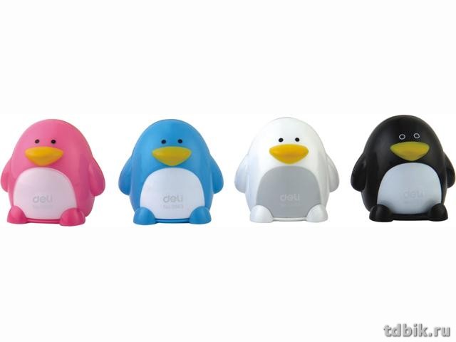 Точилка с контейнером два отверстия Deli Пингвин