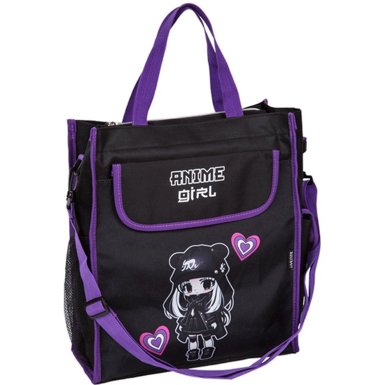 Сумка для доп.занятий deVENTE "Anime Girl" A4+ (31x36x13 см) текстильная, черная