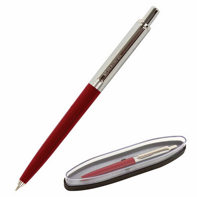 Ручка шариковая Brauberg "Soprano" корпус серебристый с бордовым, синяя 0,5мм