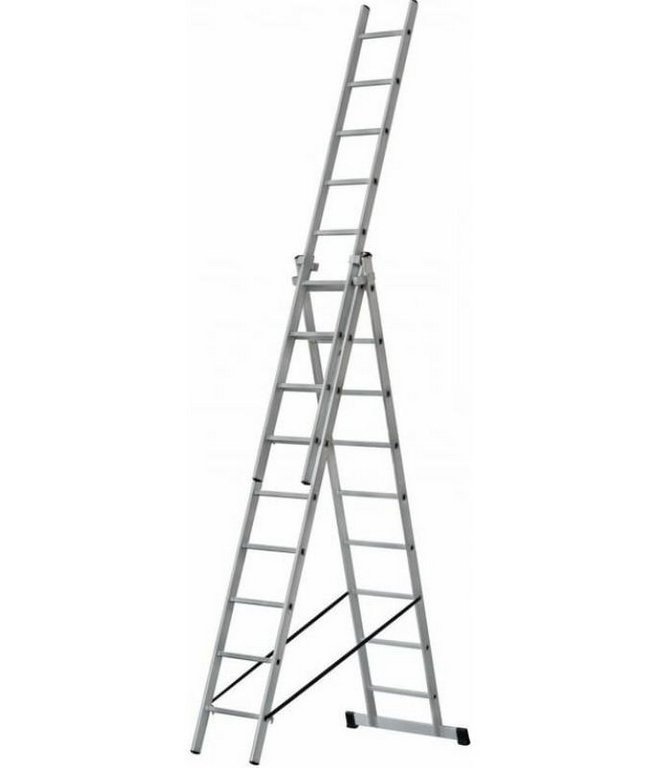 Лестница трехсекционная 9 ступеней STAIRS AL 309 max h=6,78м, нагрузка 150кг