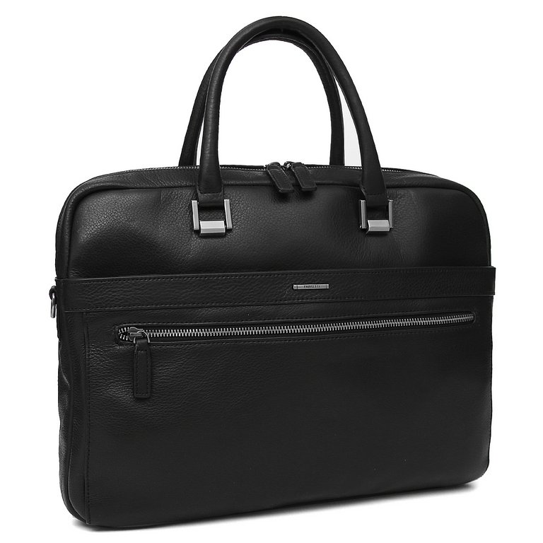 Сумка мужская FABRETTI 39*29*8, нат. кожа, черный