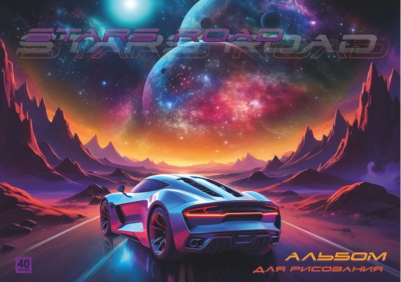 Альбом для рисования А4 40л. на клею "Дорога к звездам", Lamark