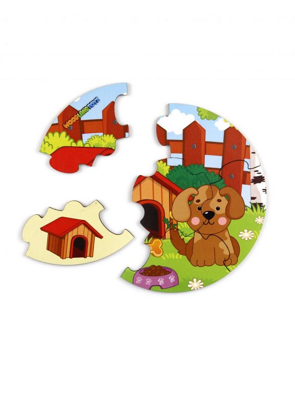 Пазлы деревянные  "Круглые. Домашние животные" WOODLENDTOYS