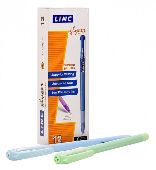 Ручка шариковая масляная Linc Glycer colors резин.упор  0,7мм синяя (ст.142мм, линия 0,35мм) игольч.