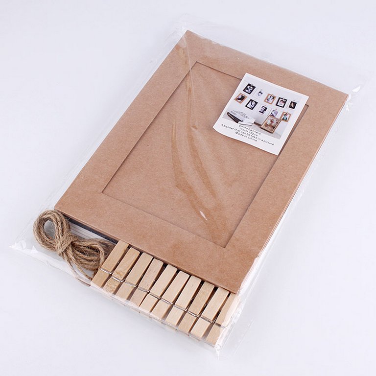 Рамки для фотографий в наборе 9х13 см (10 бум. рамок, 10 прищепок+ шпагат)