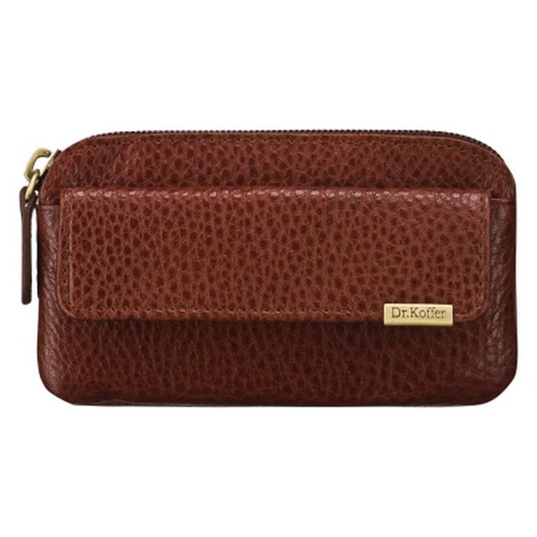 Футляр для ключей Dr.Koffer 7,5*12см, на молнии, коньяк