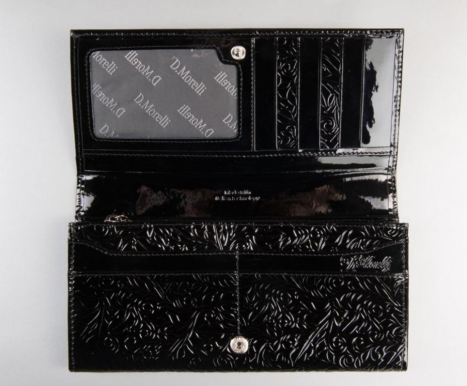 Портмоне D.Morelli женское "Забри" большое, нат. кожа, черное