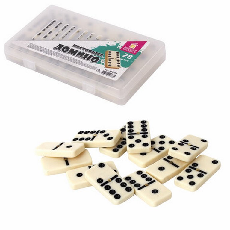 Игра настольная  Домино "Настоящее" (пластик) 17х10 см, ЗОЛОТАЯ СКАЗКА