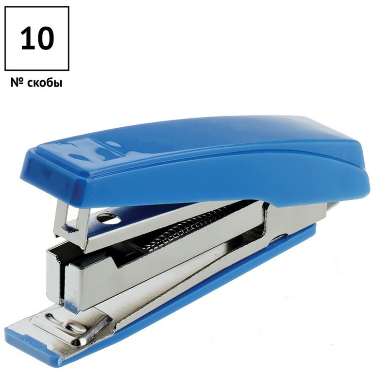 Степлер № 10 до 10л OfficeSpace синий с антистеплером