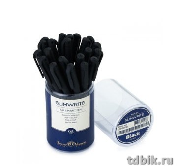 Ручка шариковая BV Slim Write "Black" прорезин. 0,5мм синяя (стерж.134мм, линия 0,3мм)