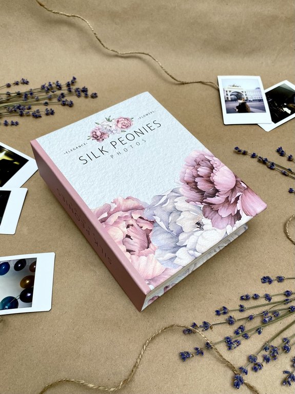 Фотоальбом 100 фото 10*15см "Пионы на шелке" 12*16,5 см
