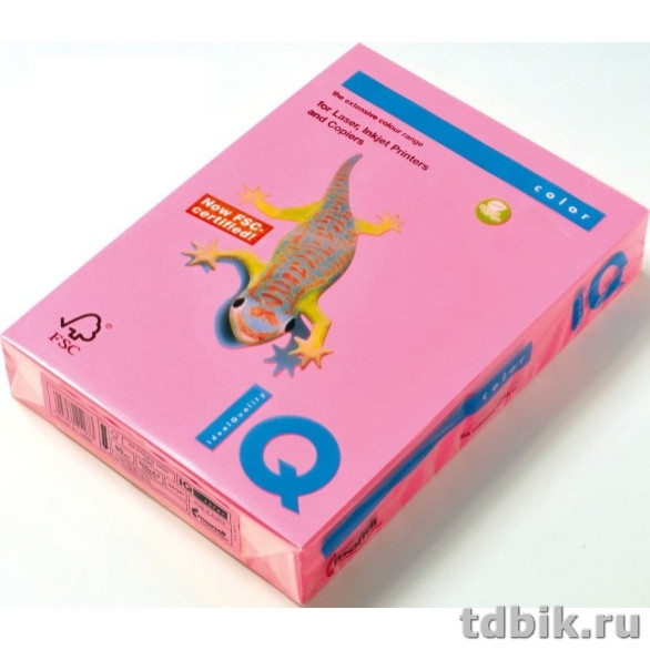 Бумага IQ neon 80 А4, 100 лист/уп, неон розовый