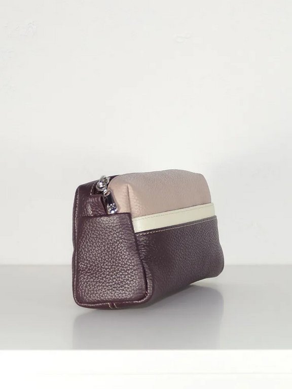 Косметичка D.Morelli "Триада" нат. кожа, бордовая