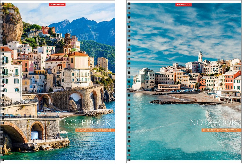 Тетрадь 96 лист кл. А4 на спирали "Город у моря"