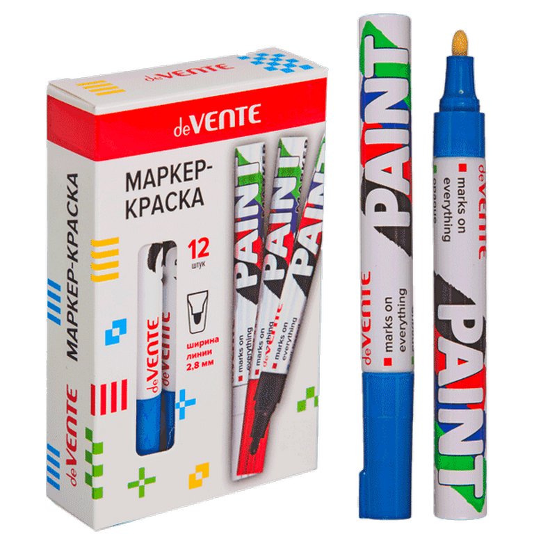 Маркер-краска лаковый  2,8мм "deVENTE" синий (нитро-основа, мет.корпус)