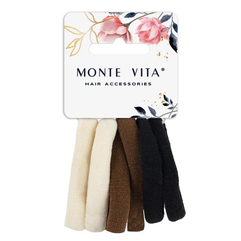 Резинки для волос в наборе 6 шт,  4,5см (черный, корич., беж.) MONTE VITA