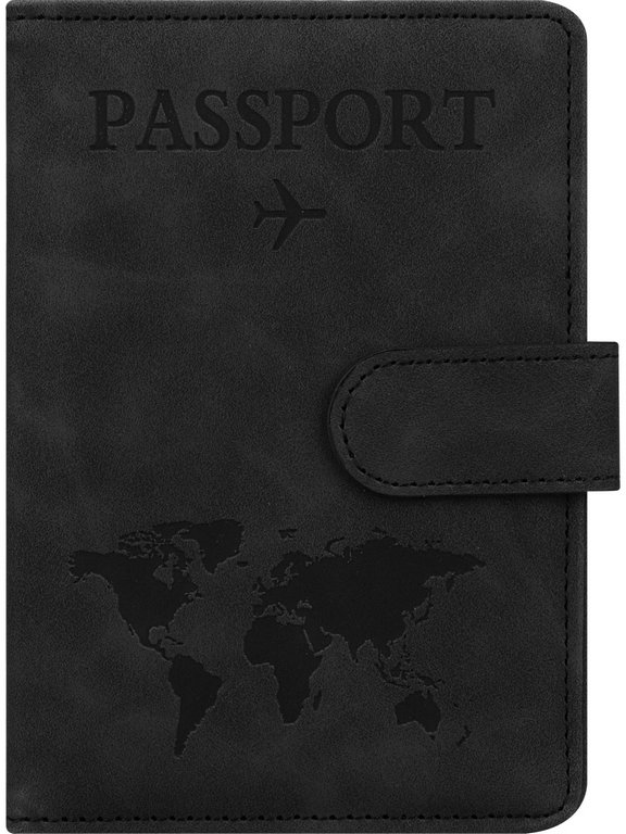 Обложка для паспорта MILAND "Бархат" с отделениями для карт на магните кожзам, черная
