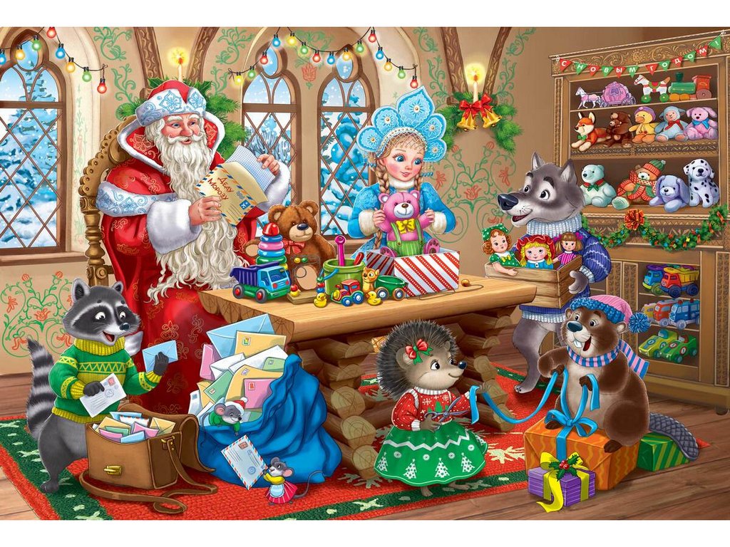 Пазлы  104 дет. "Усадьба Деда Мороза" Рыжий КОТ