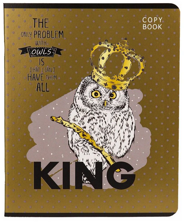 Тетрадь 48 лист кл. А5 на скрепке Collezione "ЖИВОТНЫЕ В КОРОНАХ" мелов. обл., лён