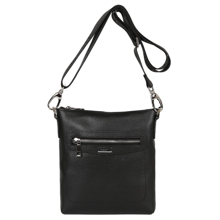 Сумка мужская FABRETTI 19*21*3,5, нат. кожа, черный