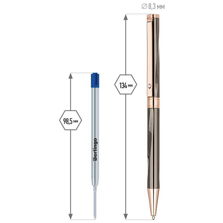 Ручка шариковая Delucci "Sole" метал. корпус, синяя 1,0мм (стерж.98мм тип Parker)