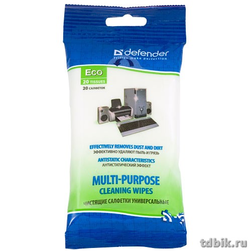Средство чистящее для оргтехники Defender, 20 шт. в мягкой упаковке (универсальные)