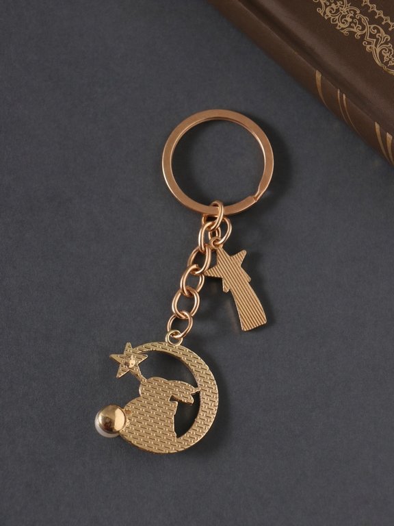 Брелок "Зайка на месяце" 9 см (металл)