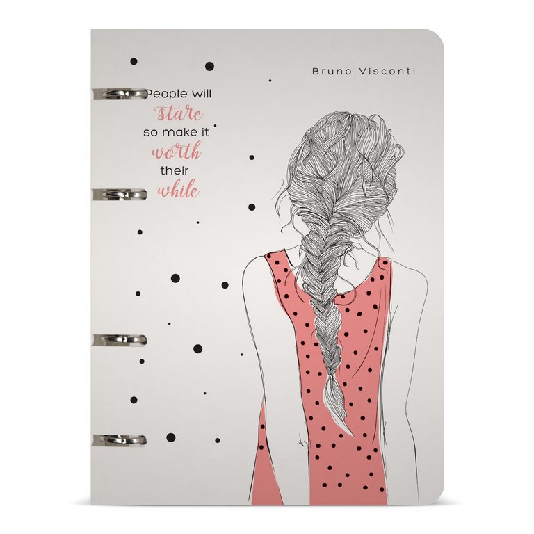 Тетрадь 80 лист кл. А5 на кольцах "ДЕВУШКА С КОСИЧКОЙ"